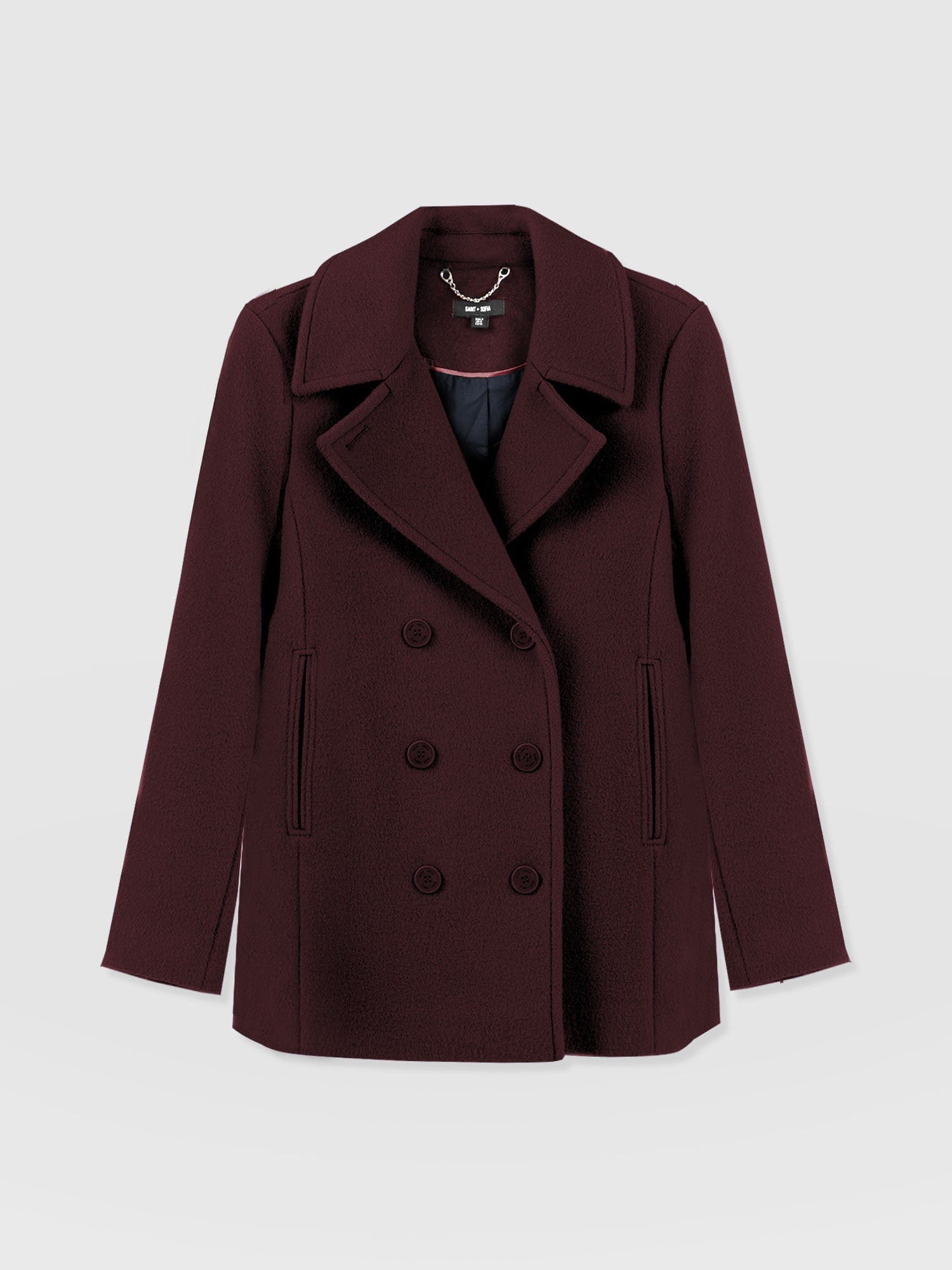 Quinn Pea Coat - Maroon - Women's Outerwears | Saint + Sofia® USA